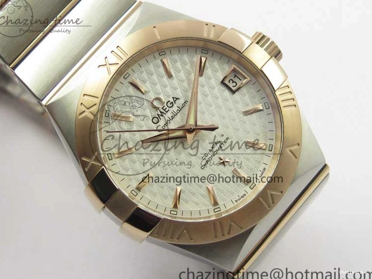 0115 Stylish Constellation 38mm SS RG VSF 1:1 Best Edition WhiteTextured Dial on SS RG Bracelet A8500 Super Clone 7921